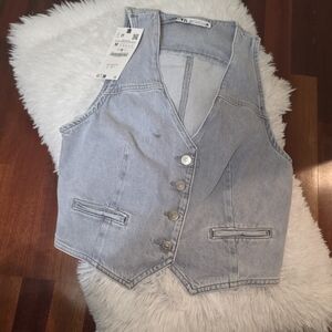 Zara Light Blue Denim Vest